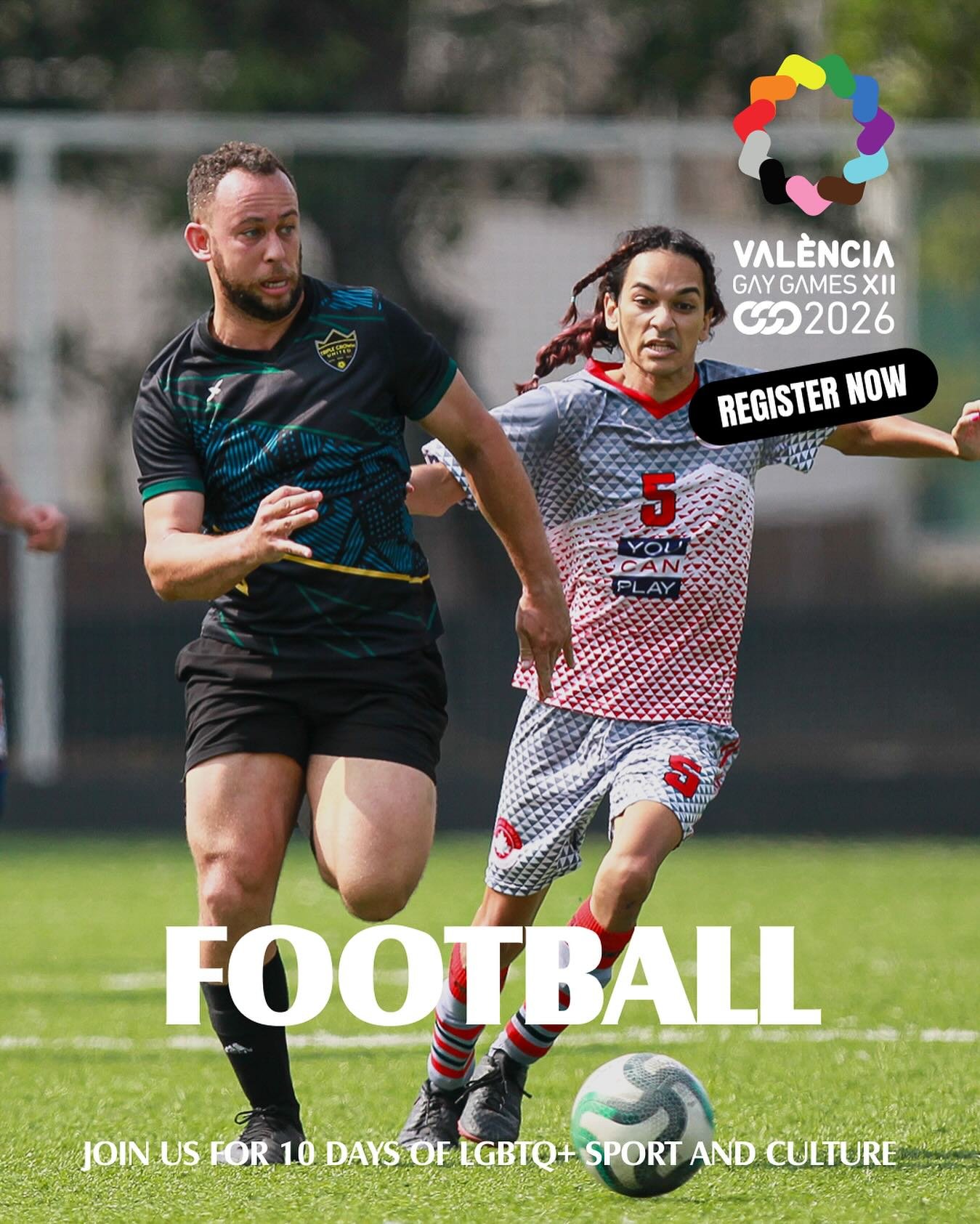 Boots on, game face ready! ⚽️🔥 Registration is OPEN for Gay Games XII 2026 in Val&egrave;ncia. Pass, strike, defend - and play proud. 🏳️&zwj;🌈 www.gaygamesvalencia2026.com/en/